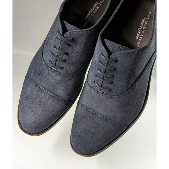 The Men's Store Men's Lace Up Cap Toe Dress Shoes Navy Suede Size 9 MSRP $195 - Picture 4 of 7